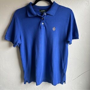 Lauren Ralph Lauren Women’s Royal Blue Cotton Polo Crest Logo‎ Classic Prep Sz M
